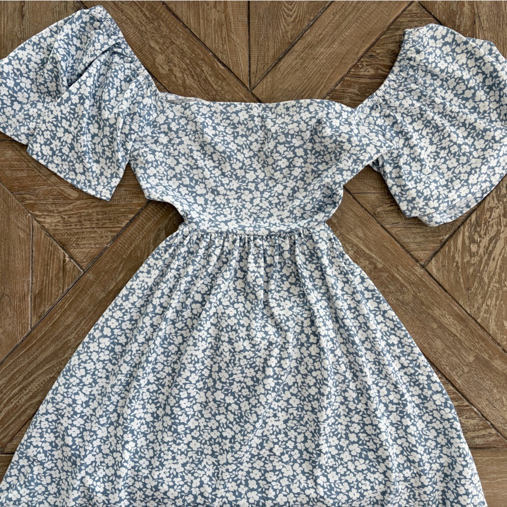 Altar'd State Blue and White Floral Backless Dress